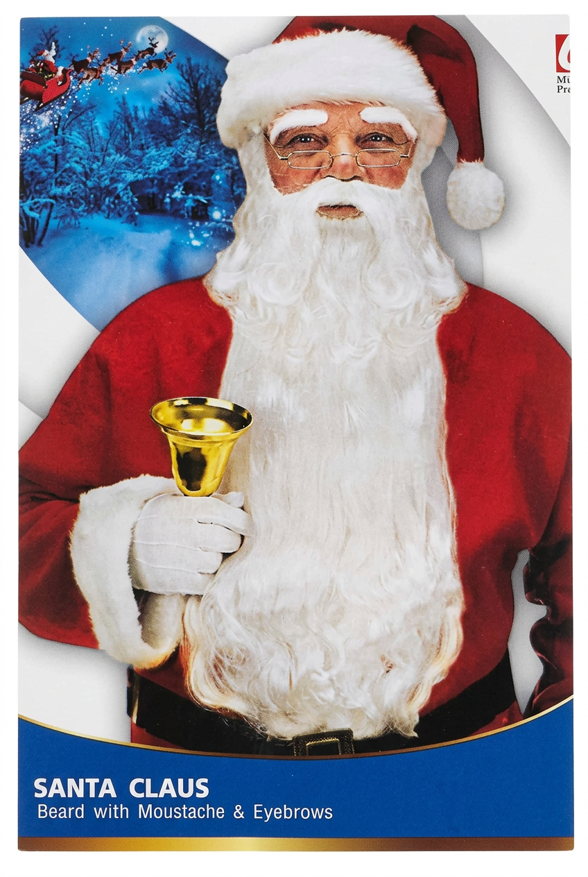 Barba de Papa Noel con Bigote y Cejas – Accesorio de Disfraz