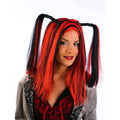 Peluca Larga Morena con Mechas Rojas