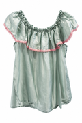 Teal Medieval Shirt with Pink Trim