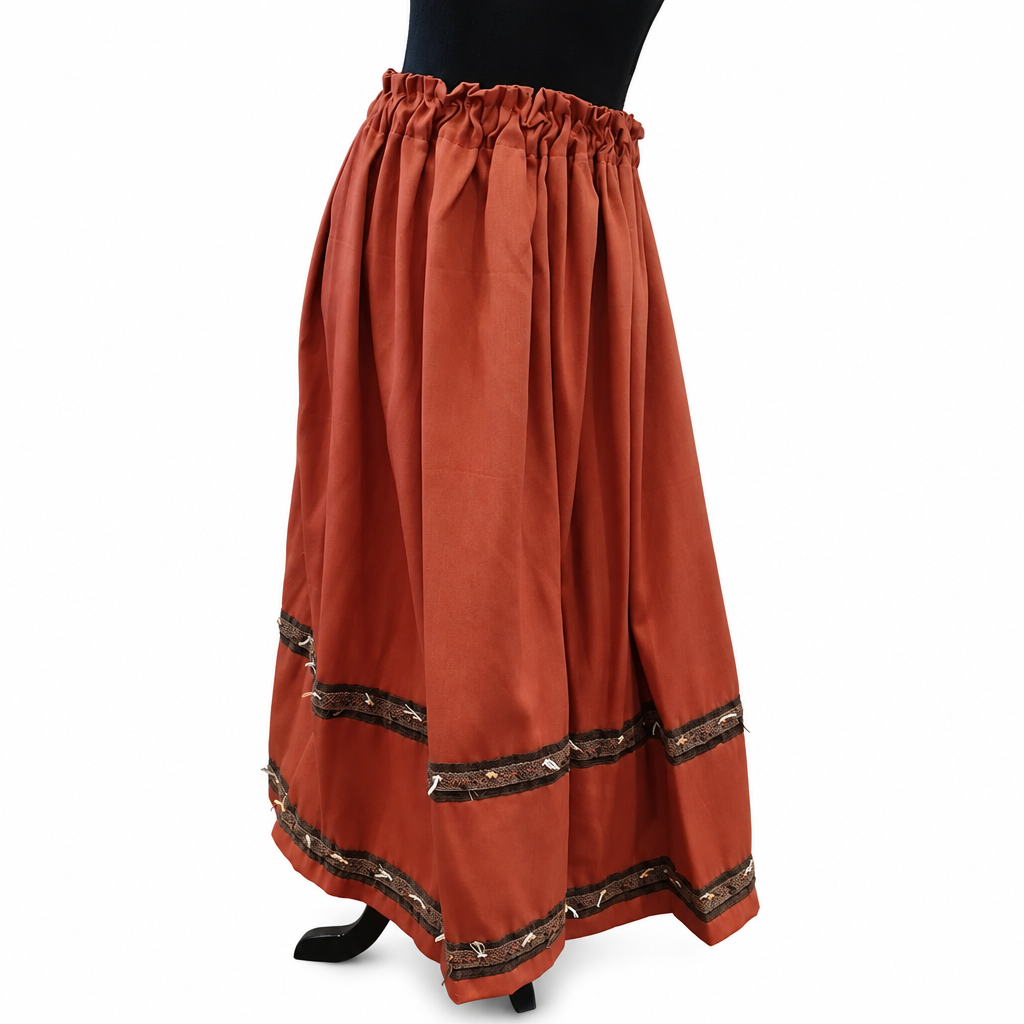 Terracotta Medieval Skirt with Handcrafted Trim M75