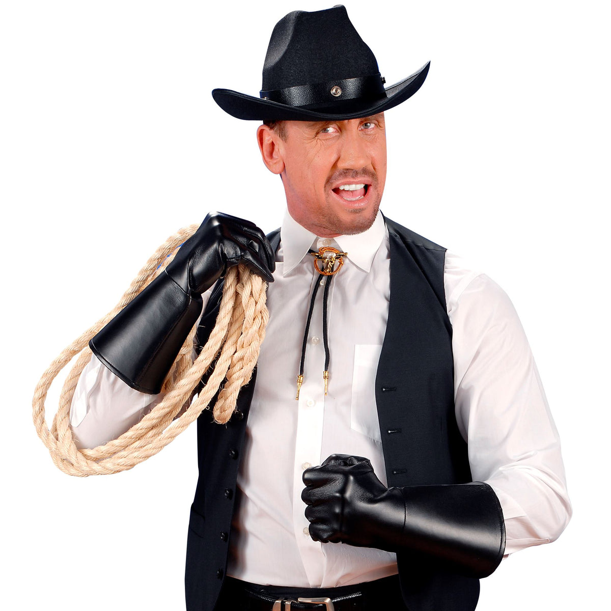 Guantes Cuero Negro.