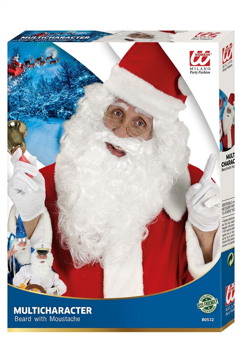 White Beard and Moustache Santa Claus Multicharacter – Widmann