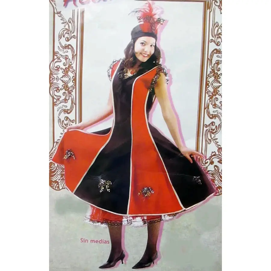 Disfraz Can Can Rojo y Negro Adulto — Estilo Años 20