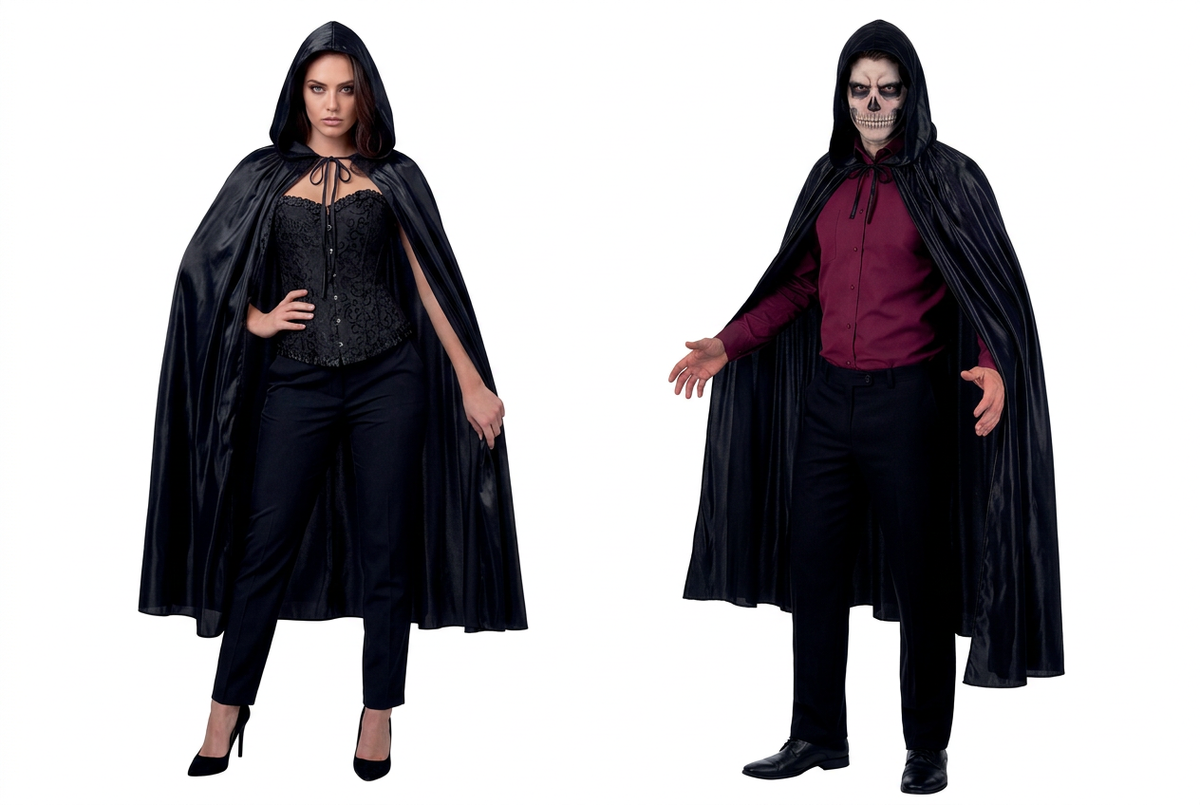 Black Hooded Cloak for Costume