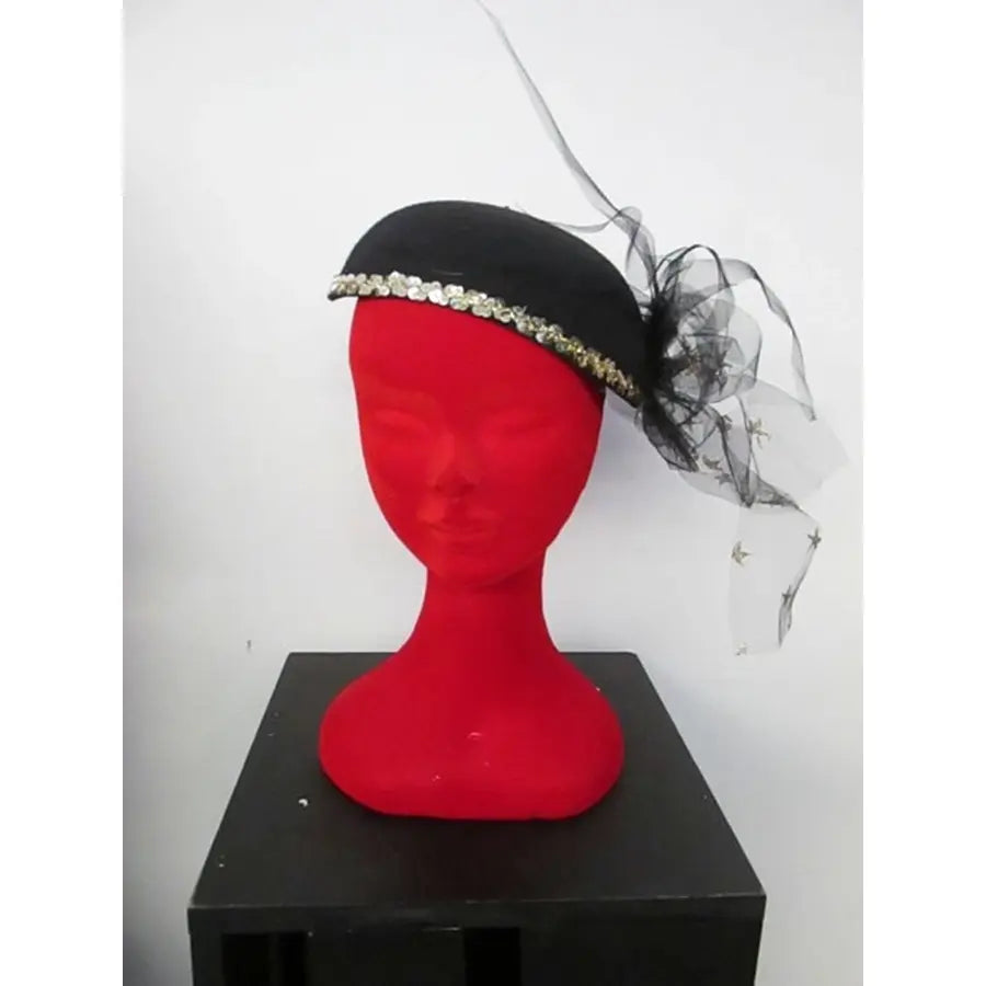 Black 1920s Cap with Silver Embellishment