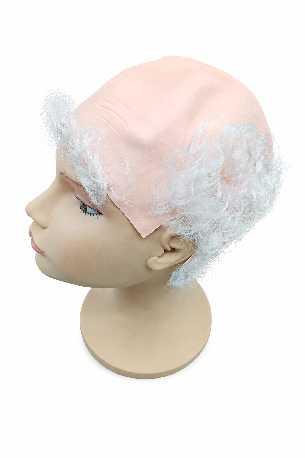 Latex Bald Cap with White Hair