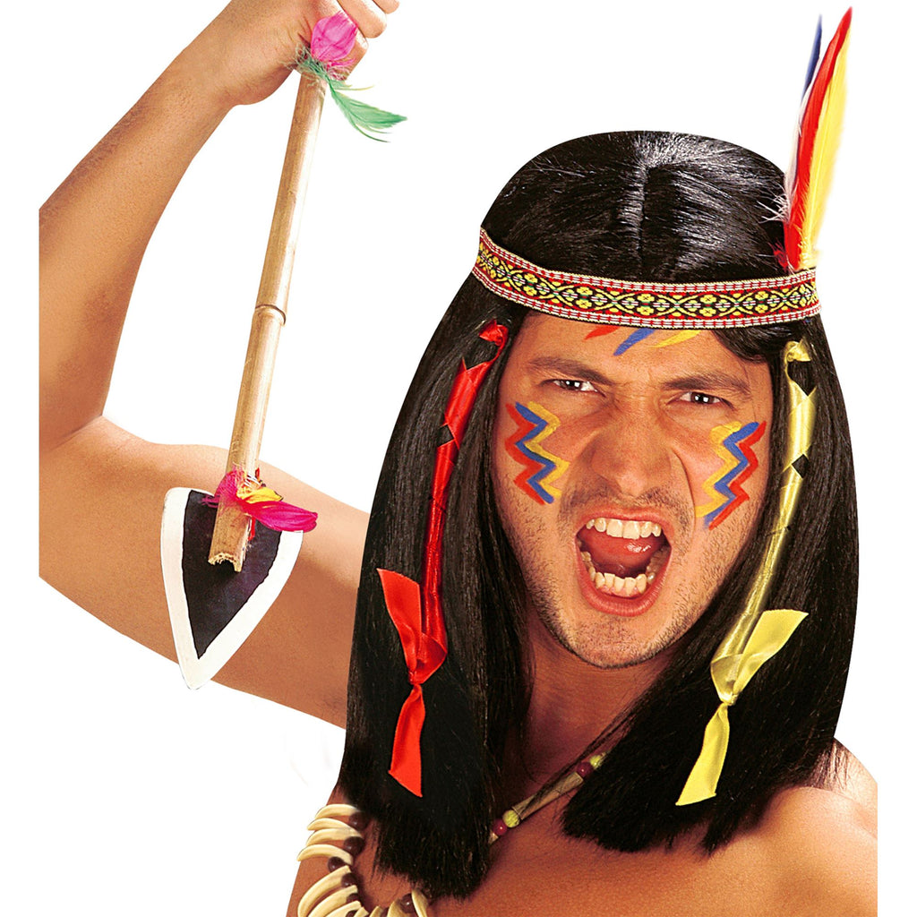 Peluca Comanche – Cabello Largo con Trenzas Nativo Americano