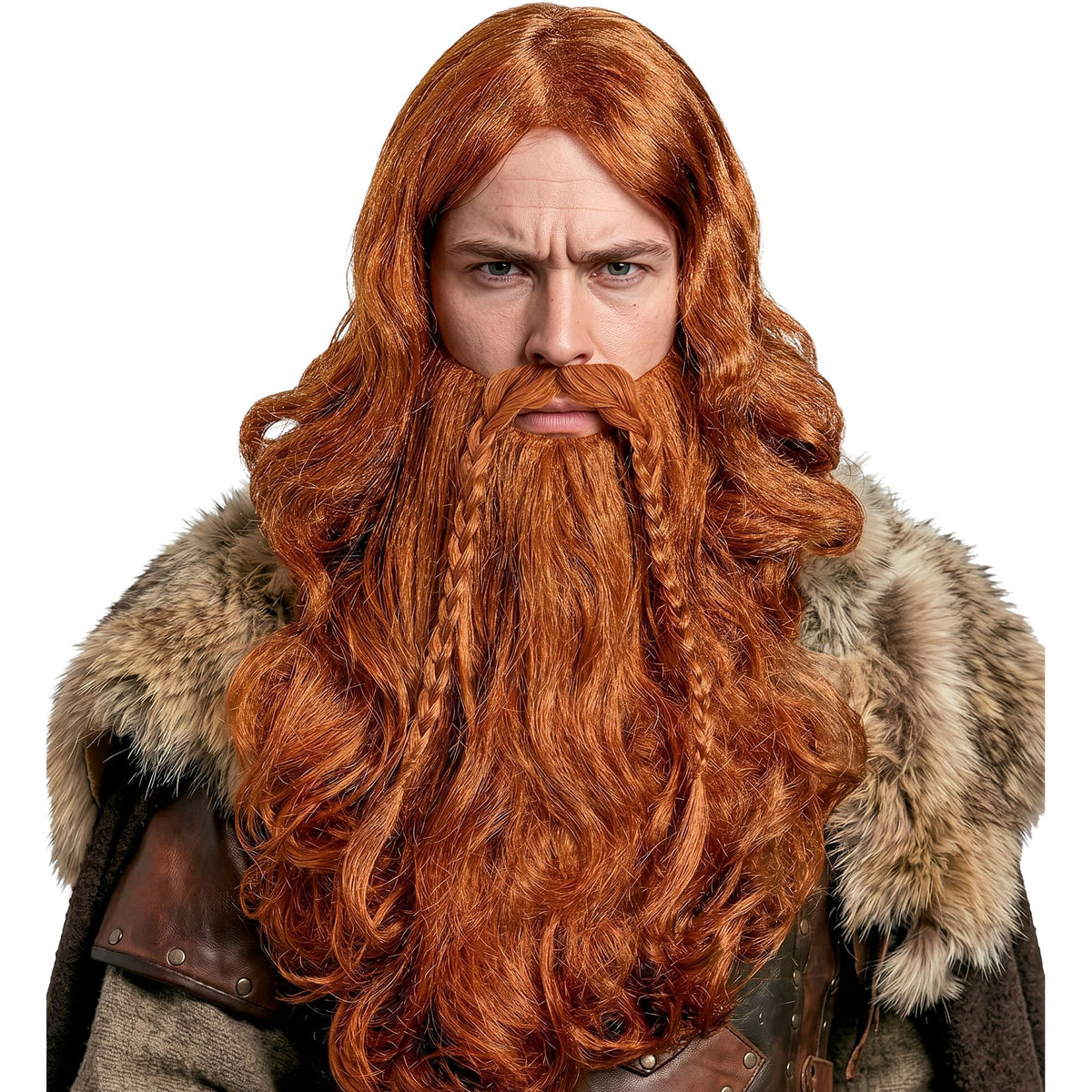 Peluca Vikingo con Barba y Bigote – Accesorio de Disfraz