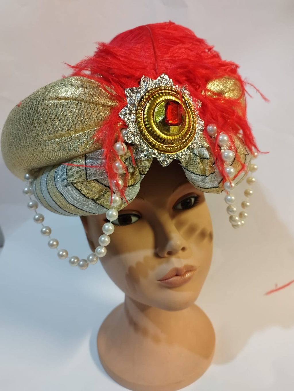 Turbante Plateado y Dorado