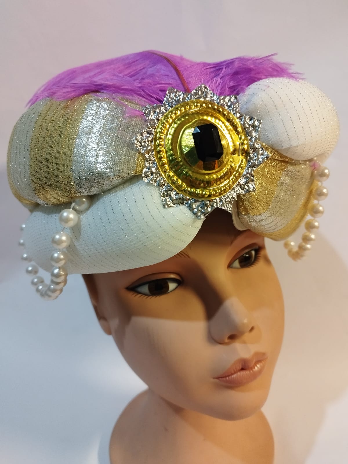 Turbante Plateado y Dorado