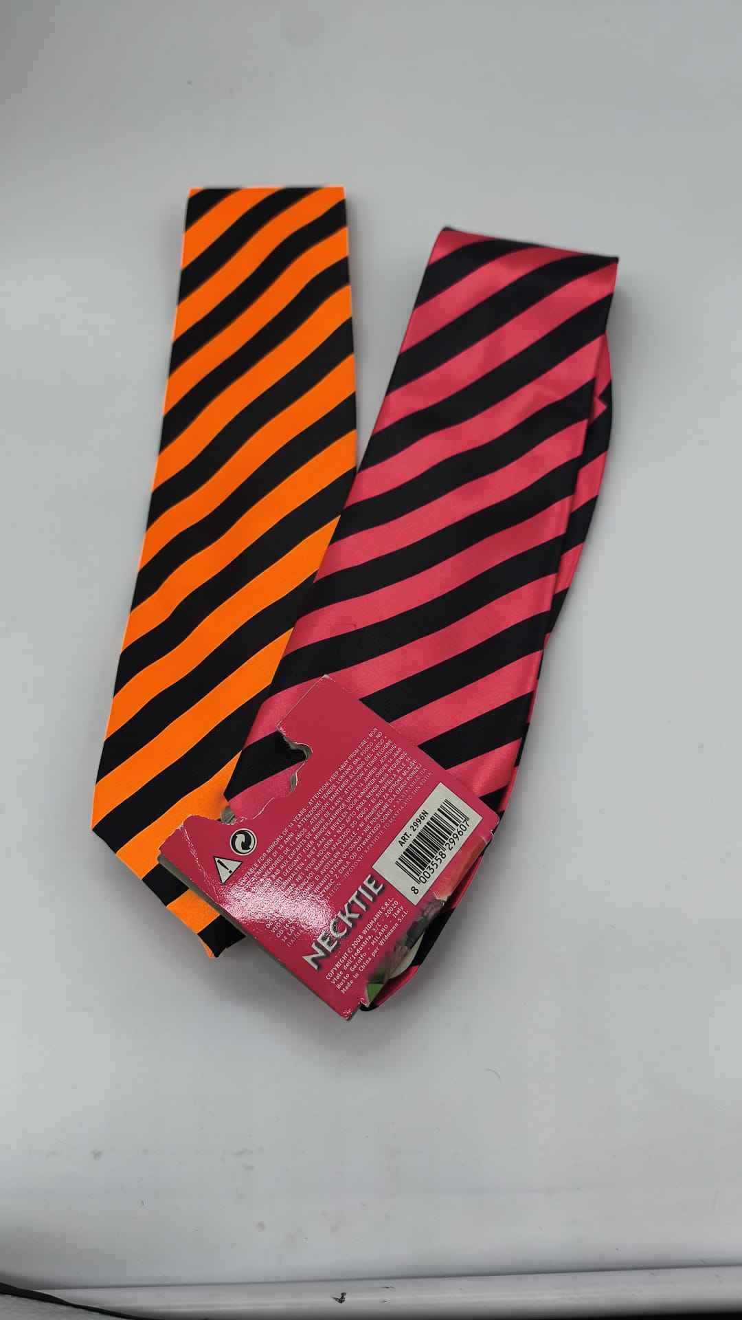 Corbata de Rayas Fluorescentes de Raso – Naranja