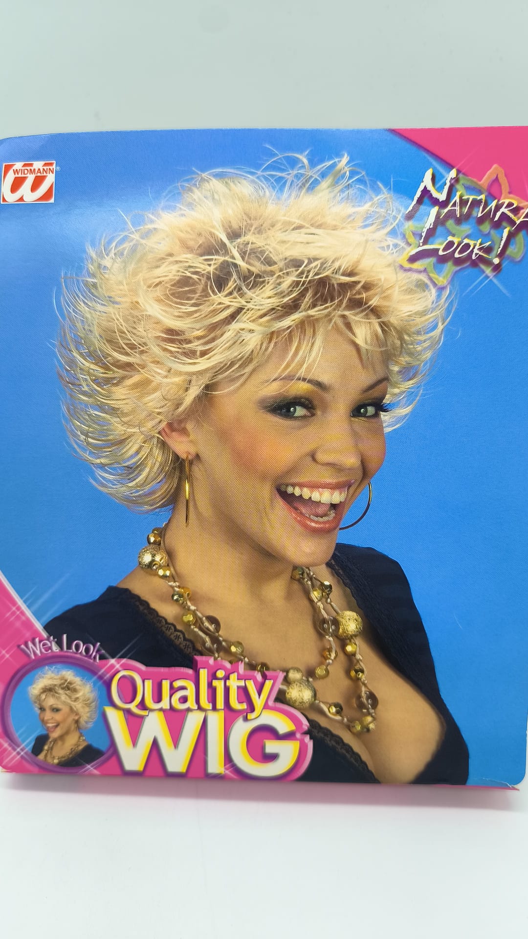 Peluca Wet Look Rubia Cardada – Widmann