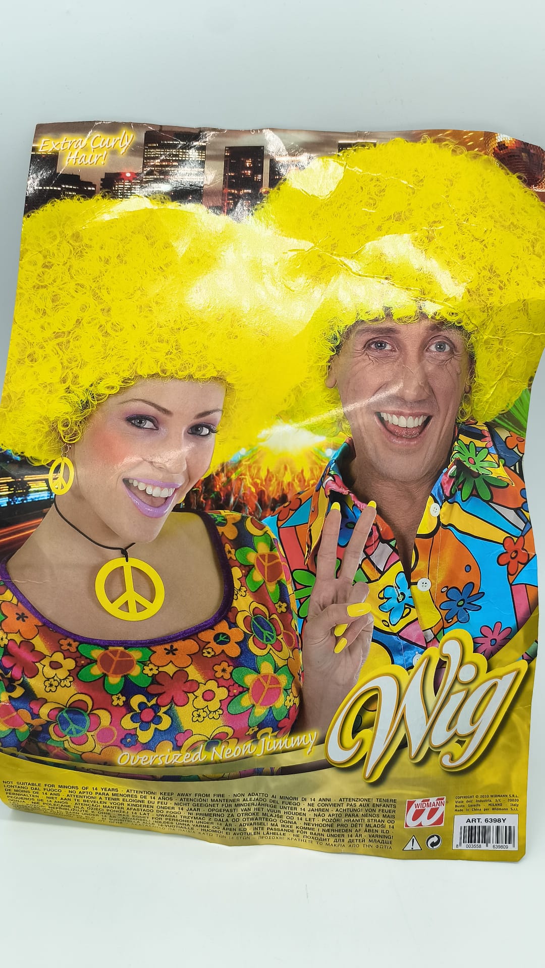 Peluca Afro Jimmy Amarilla Neón – Widmann