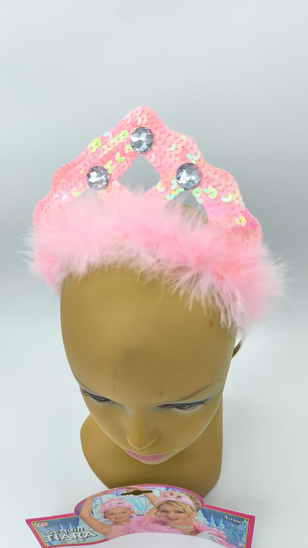 Tiara Sequin Rosa Pálido con Pedrería – Widmann