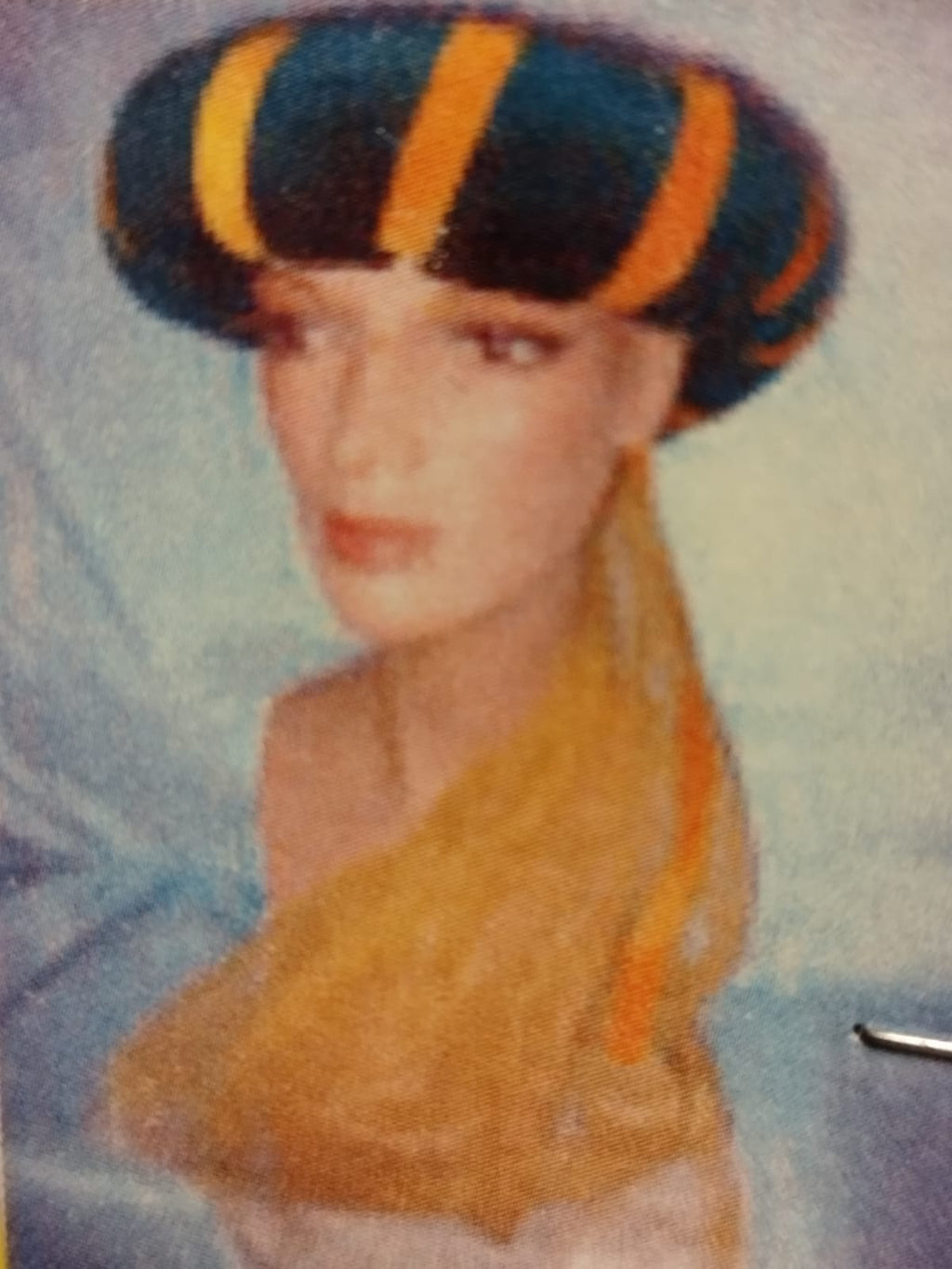 Turbante Árabe Azul con Velo Dorado