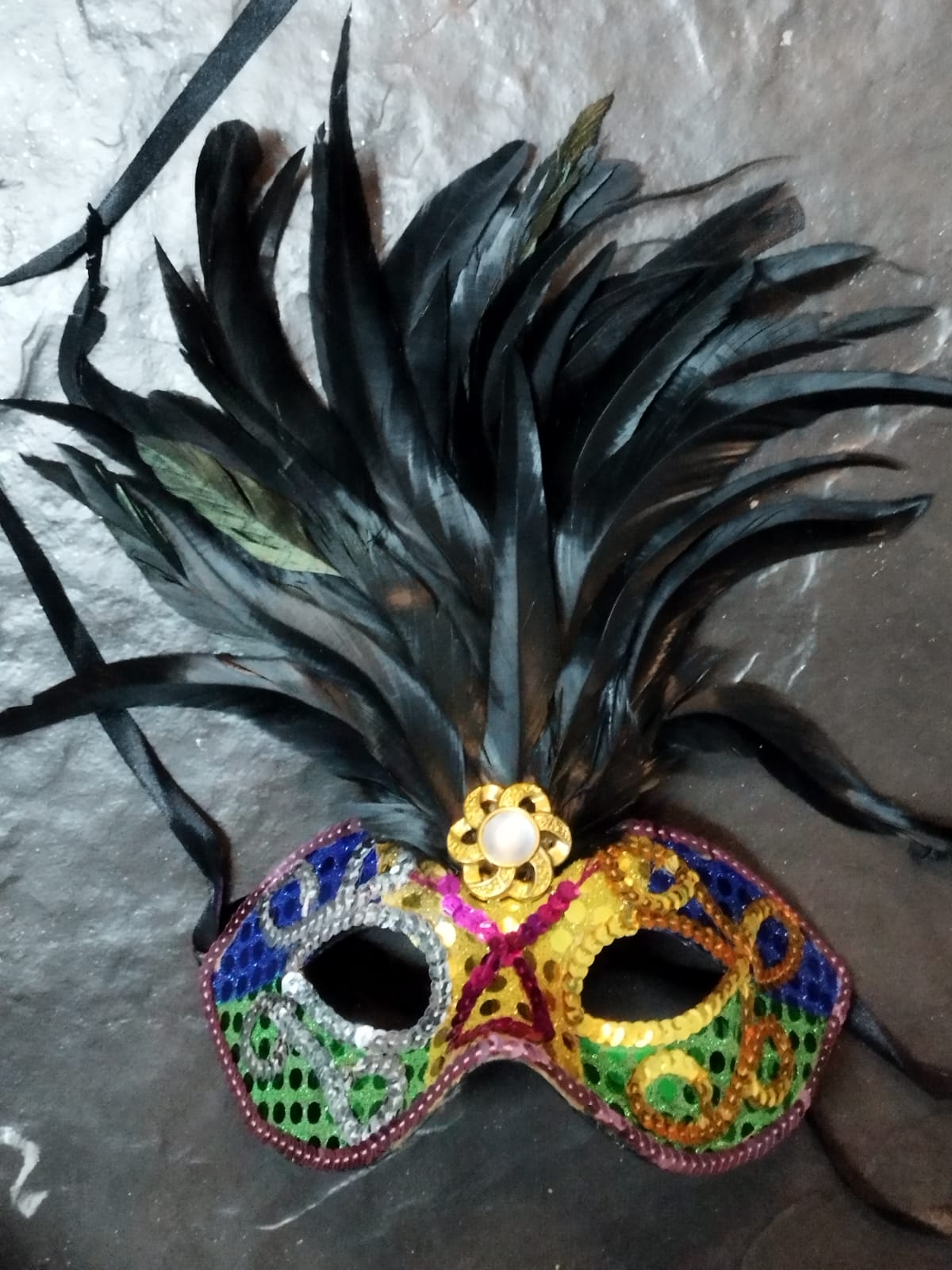 Máscara Veneciana con Plumas Brasil