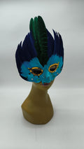 Antifaz de Plumas Veneciano Azul y Turquesa