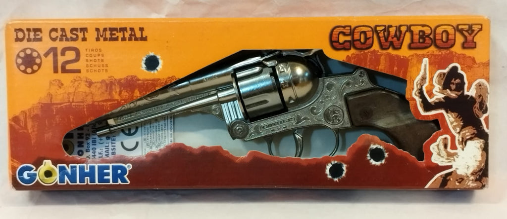 Pistola Revólver Cowboy Die Cast Metal Gonher 12 Tiros
