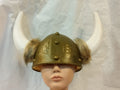 Casco Vikingo Dorado con Cuernos Blancos y Pelo Sintético para Disfraz