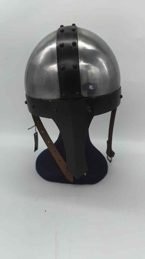Casco Medieval Spangenhelm Acero con Nasal Negro