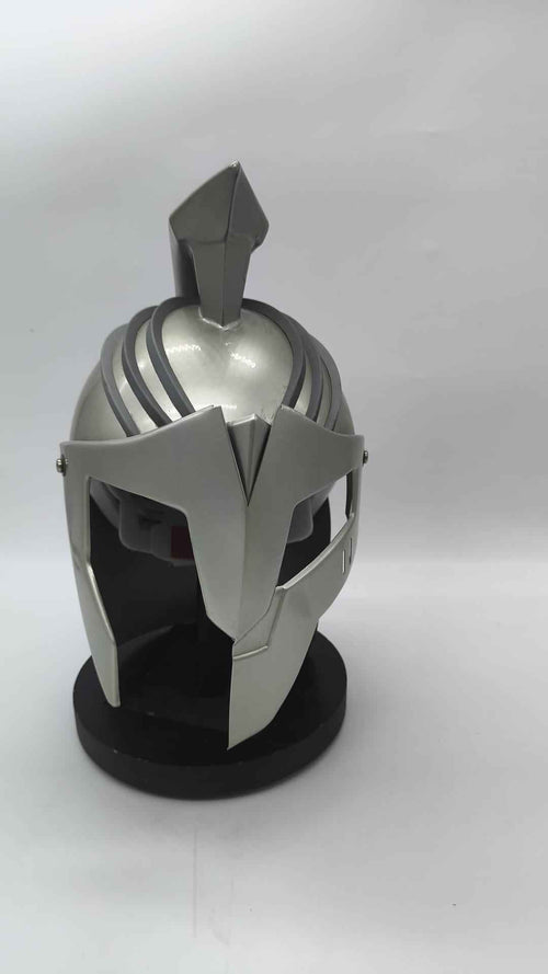 Casco Gladiador Romano Plateado con Soporte