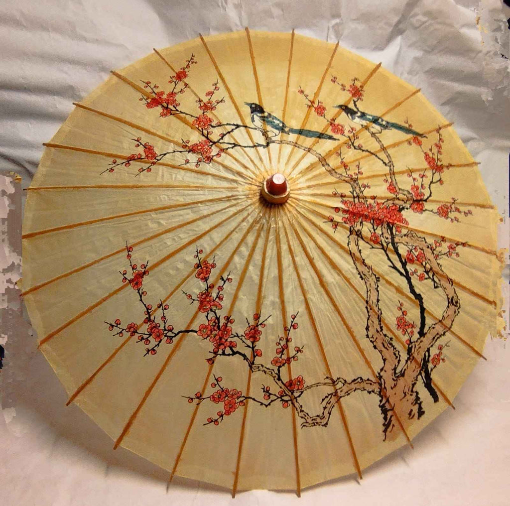 Sombrilla China de Papel Flor de Cerezo Pintada a Mano