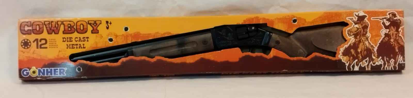 Rifle Cowboy Die Cast Metal Gonher 12 Tiros
