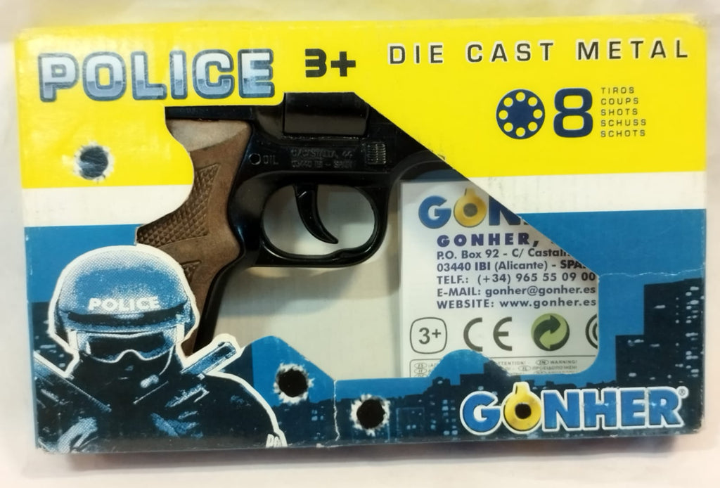 Pistola Police Die Cast Metal Gonher 8 Tiros