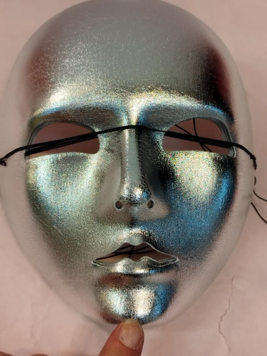 Máscara Facial Completa Plateada Metálica para Disfraz