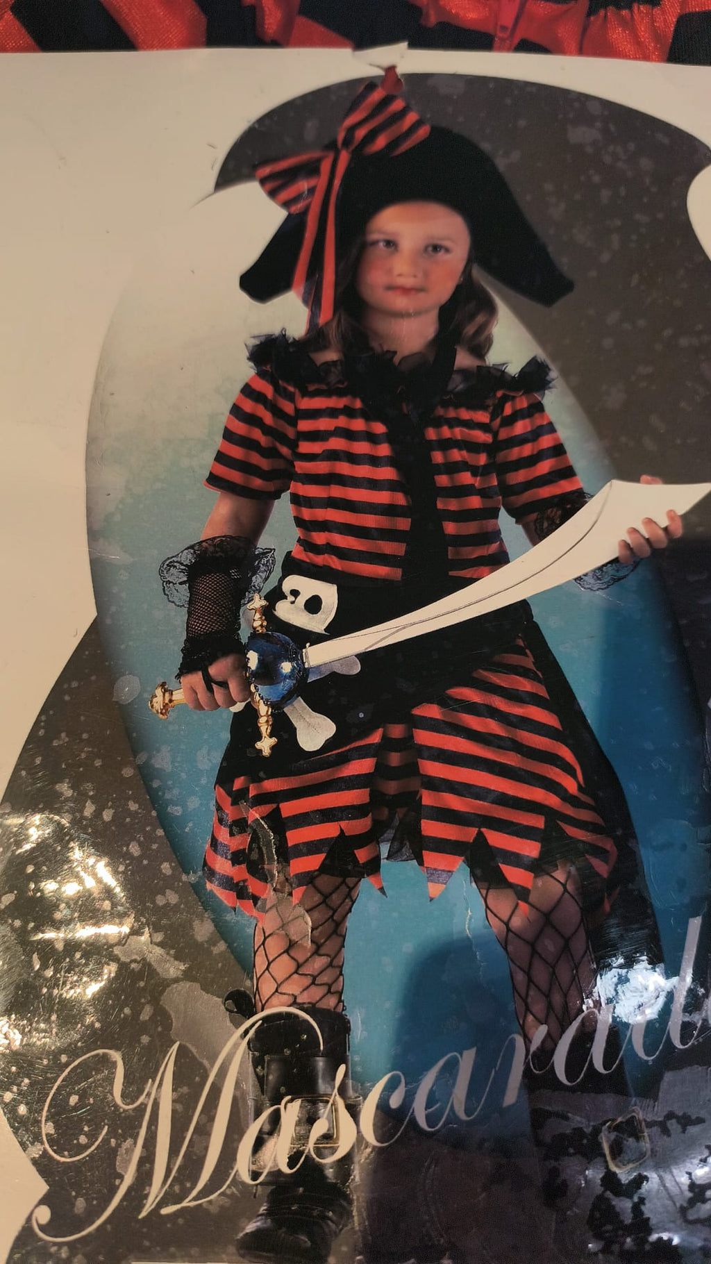 Disfraz Pirata Niña Rayas Rojas y Negras