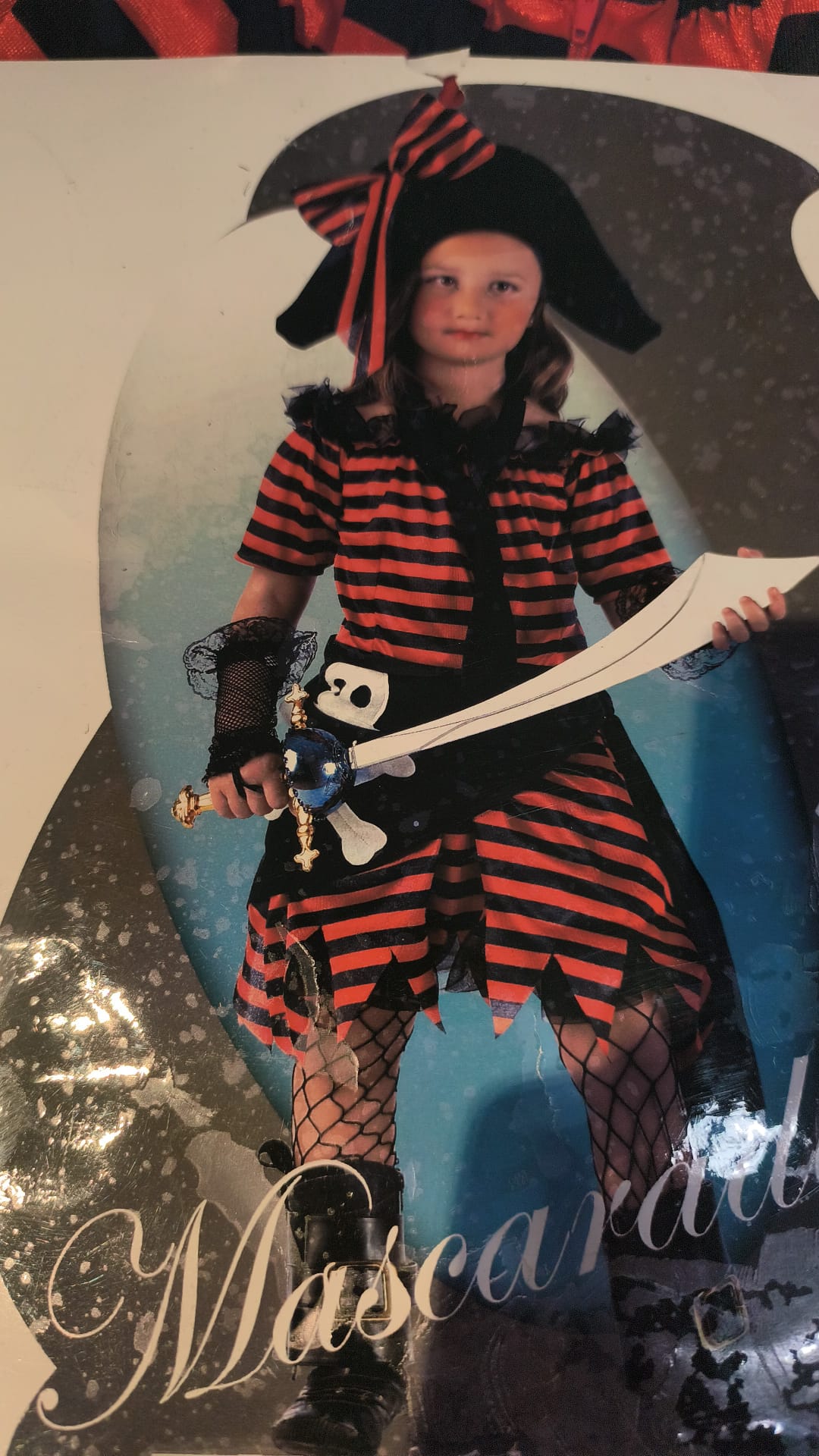 Disfraz Pirata Niña Rayas Rojas y Negras