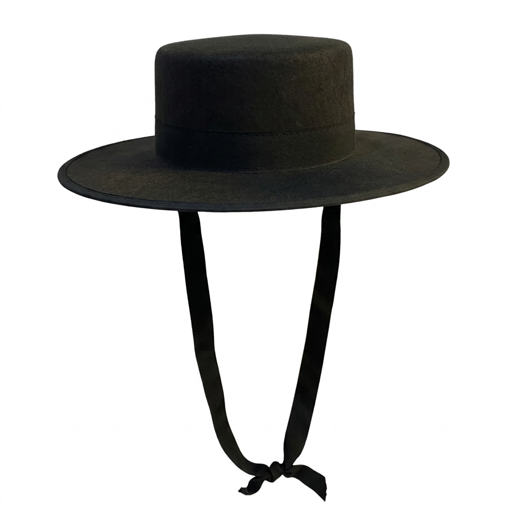 Black Cordobés Hat with Chin Strap