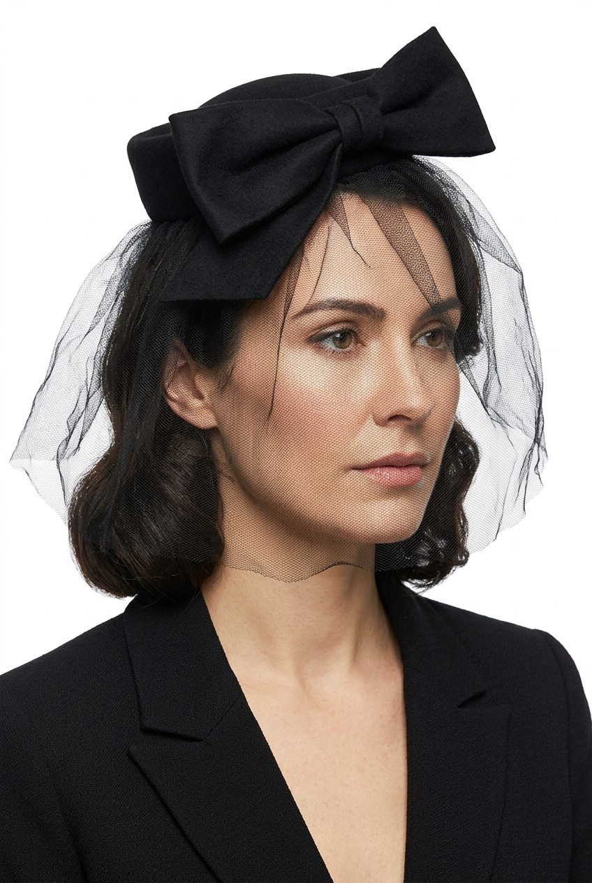 Widow's Cap with Black Veil