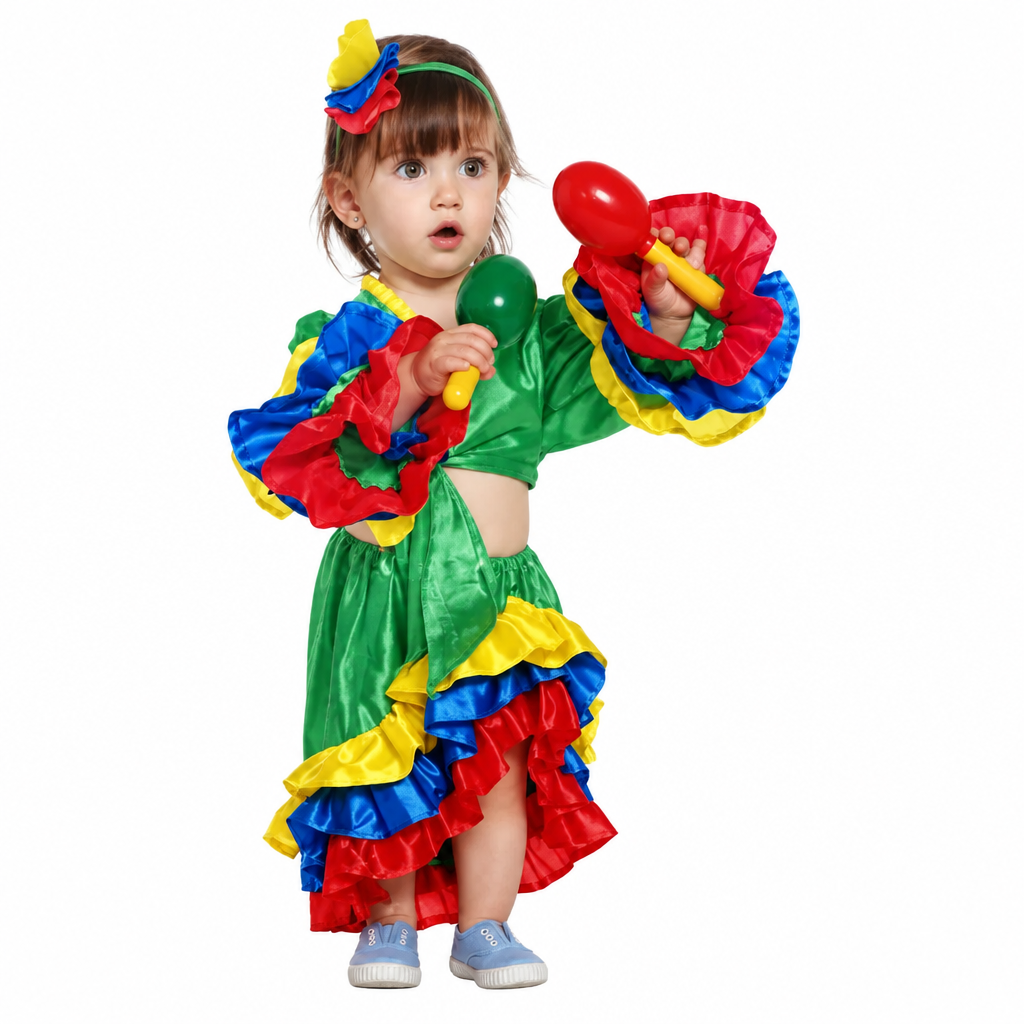 Caribbean Costume for Kids – Skirt, T-Shirt, and Headband for Girls