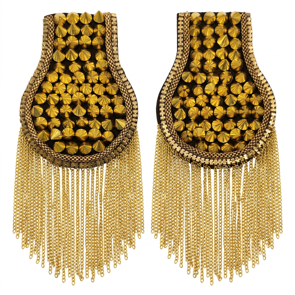 Hombreras Doradas Artesanales con Tachuelas y Cadenas – Accesorio de Disfraz