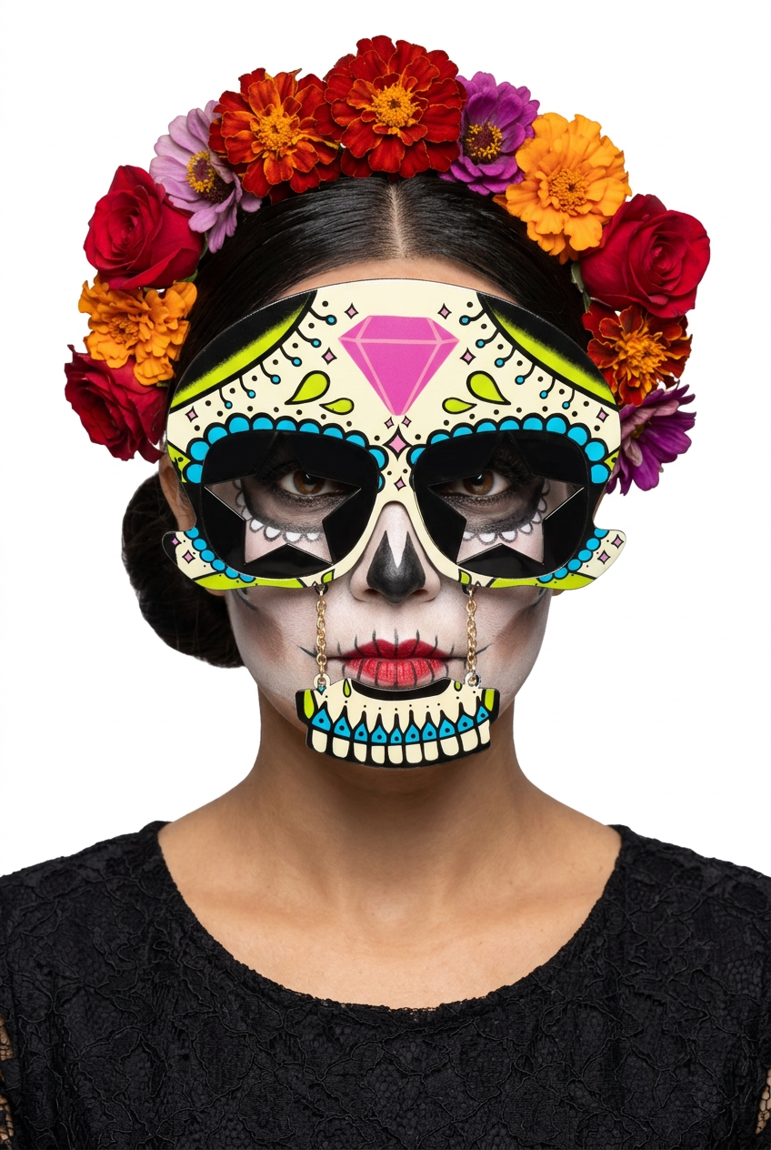 Gafas Calavera Mexicana Día de los Muertos para Disfraz