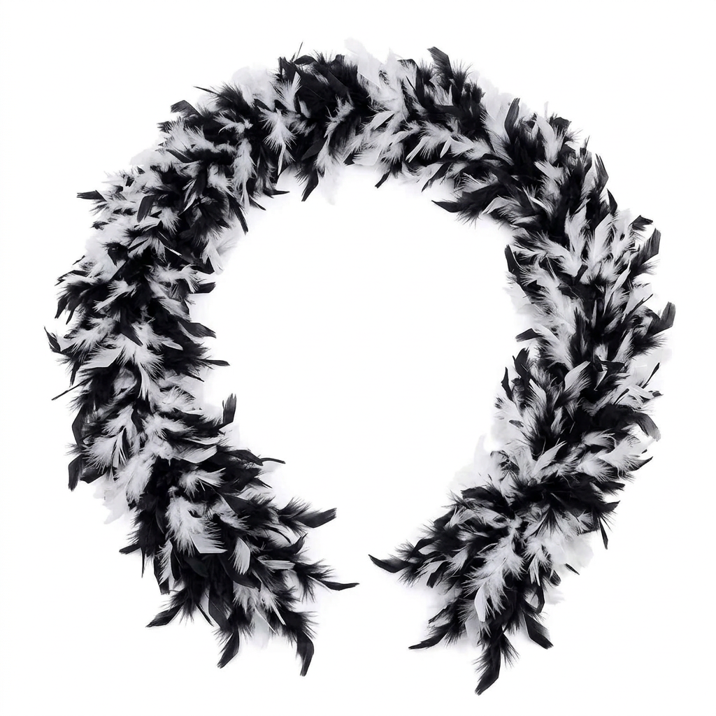 Boa de Plumas Negra y Blanca
