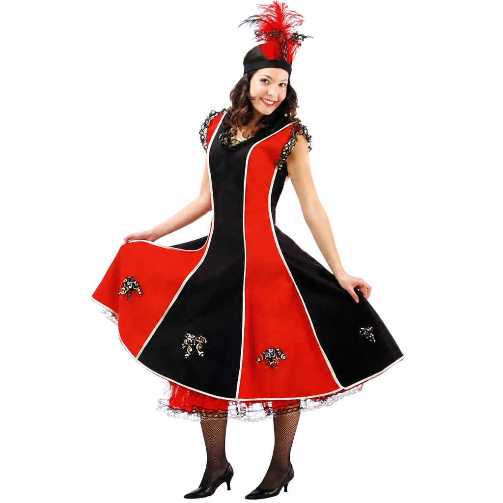 Red and Black Can-Can Adult Costume — 1920s Style