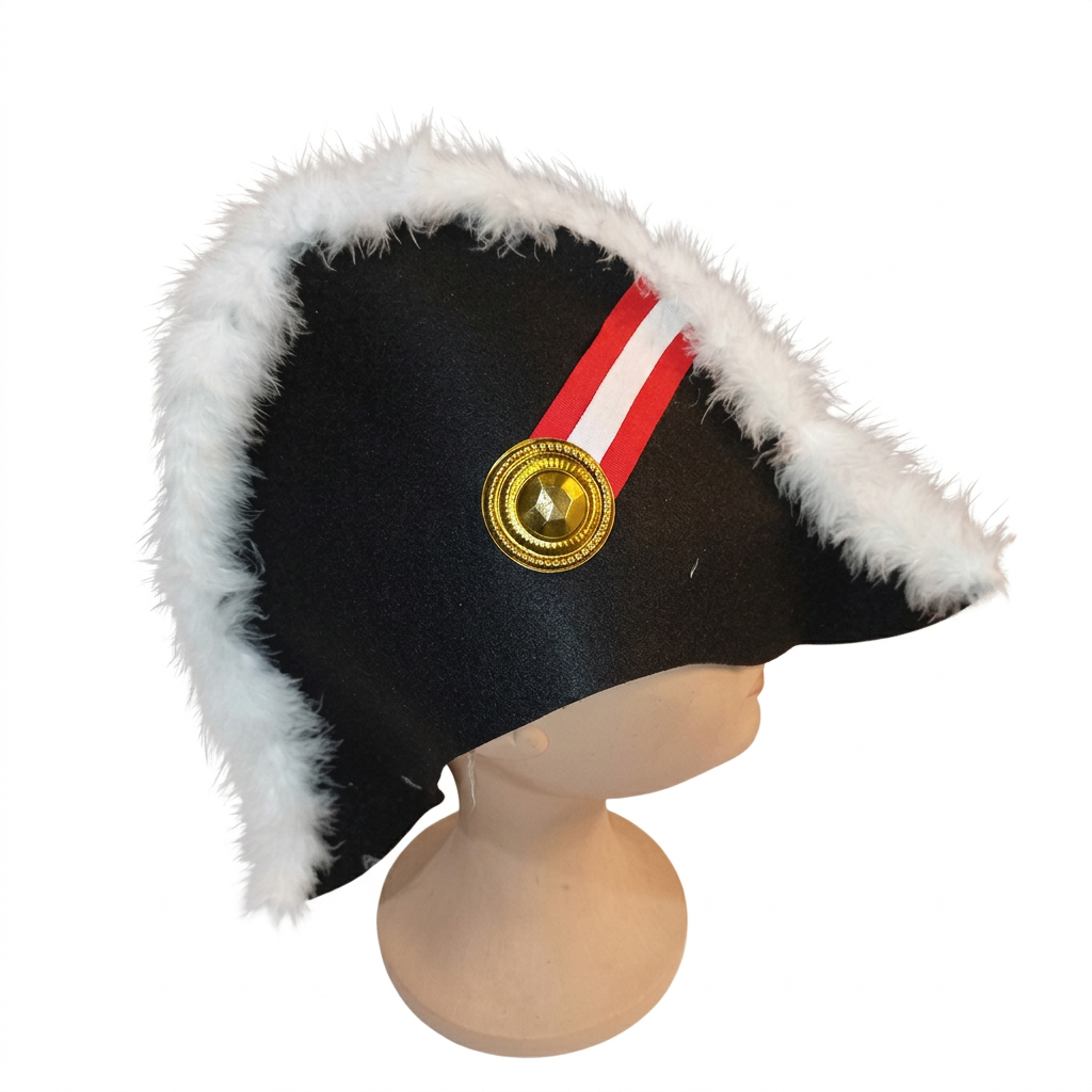 Sombrero Napoleón Bicornio con Plumas y Medalla
