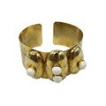 Brazalete Romano de Latón Dorado con Perlitas – Accesorio de Disfraz