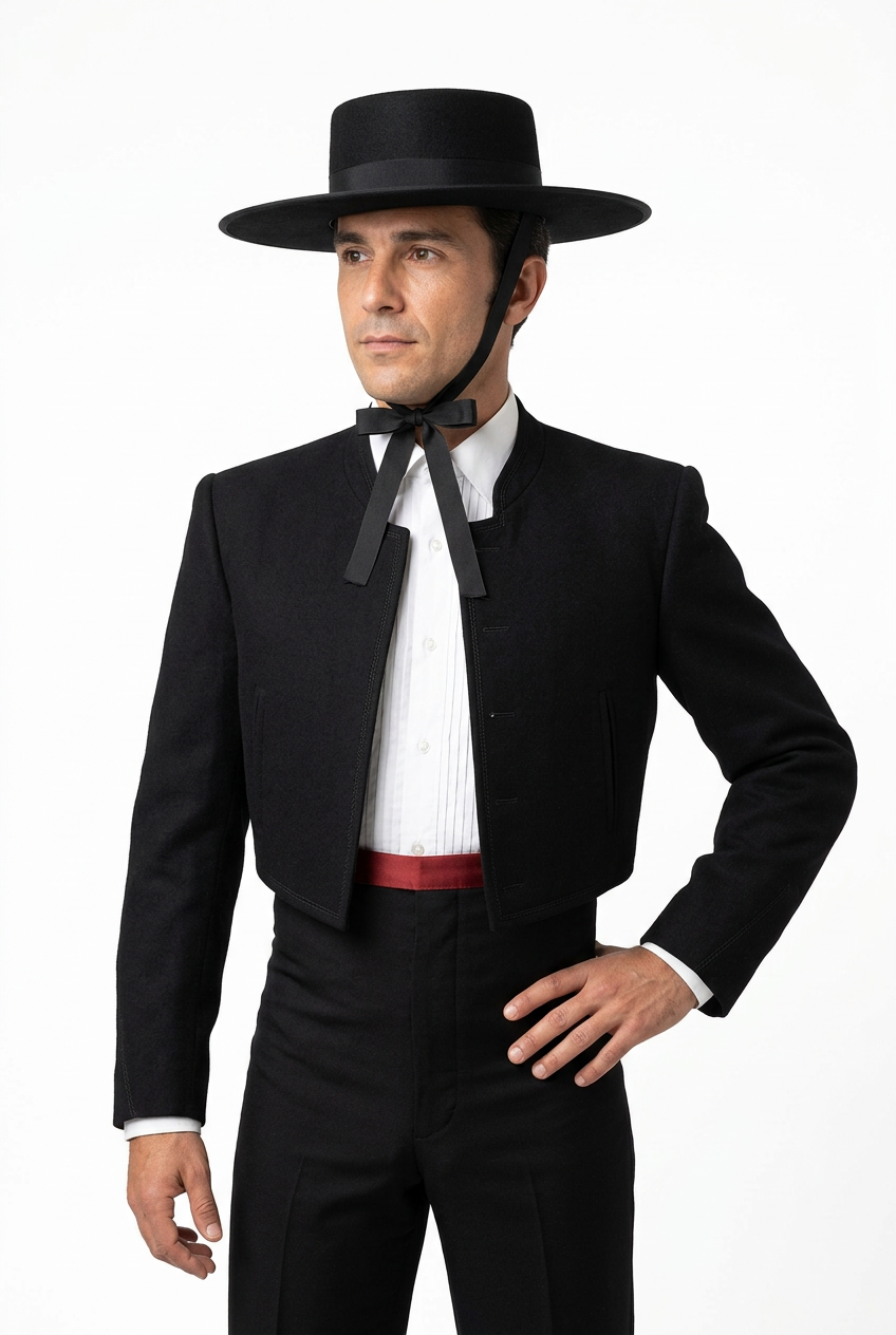 Black Cordobés Hat with Chin Strap