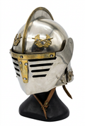 Casco Medieval Caballero Sallet con Visera y Emblema