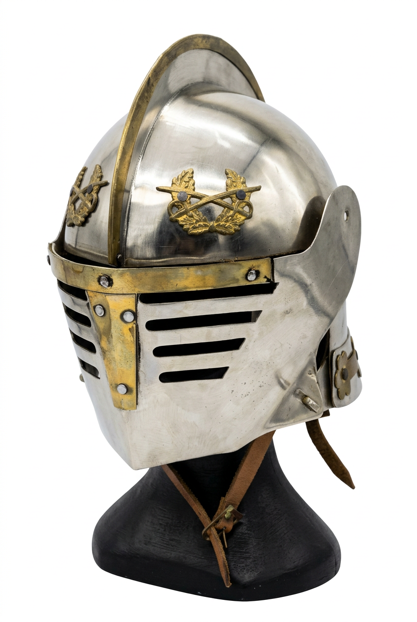 Casco Medieval Caballero Sallet con Visera y Emblema