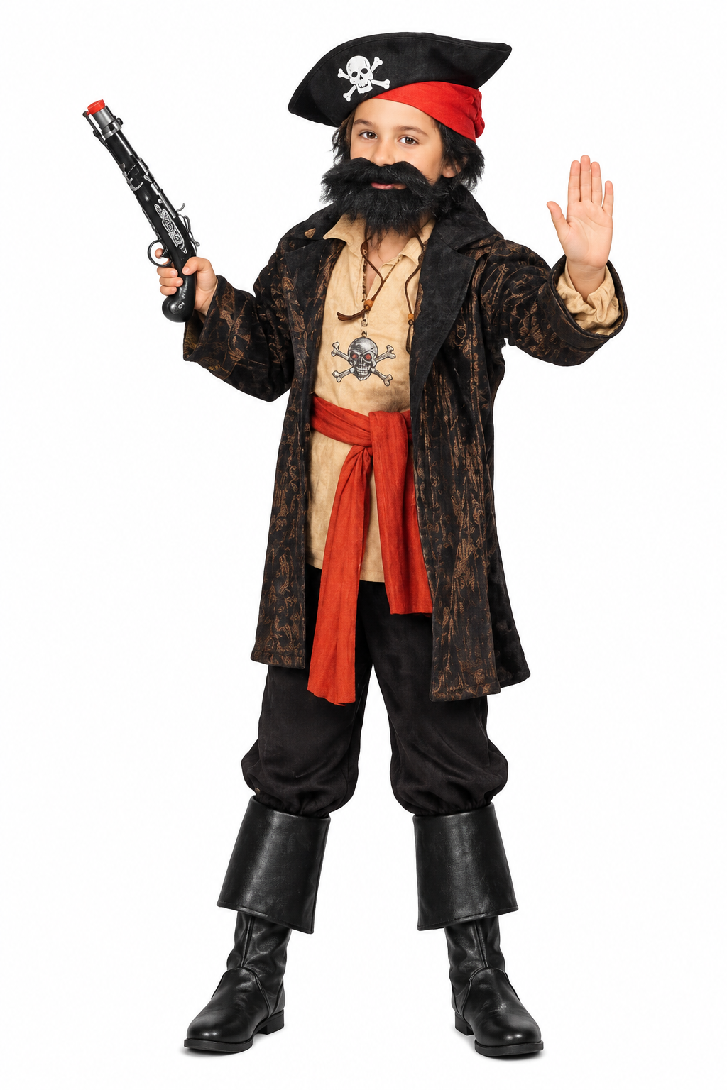 Disfraz Pirata Capitán Jack Infantil con fondo blanco