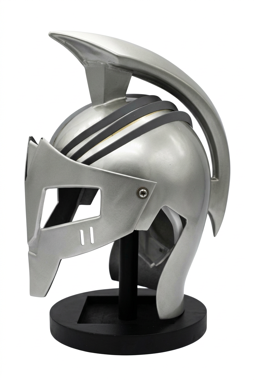Casco Gladiador Romano Plateado con Soporte