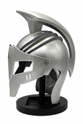 Casco Gladiador Romano Plateado con Soporte