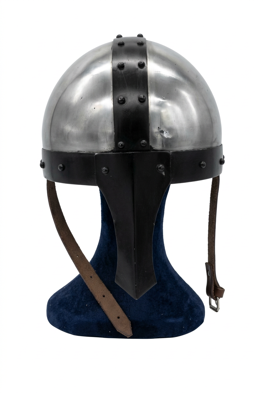Casco Medieval Spangenhelm Acero con Nasal Negro