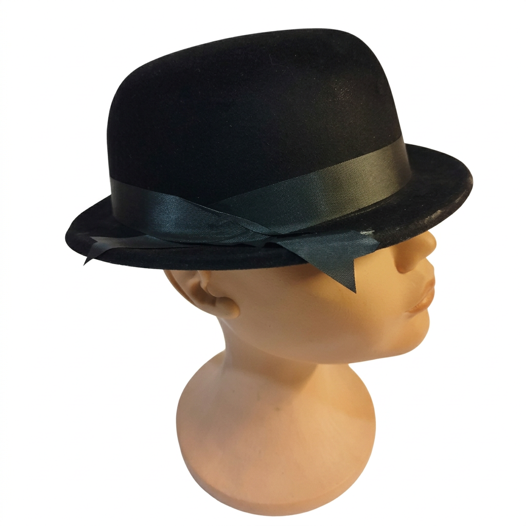 Sombrero Bombín Negro para Disfraz con Cinta