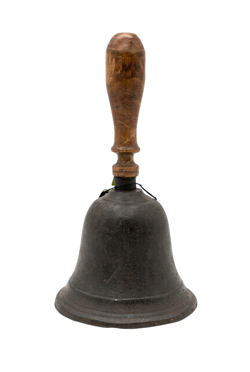 Campana de Mano Medieval Metal y Madera Reliquia