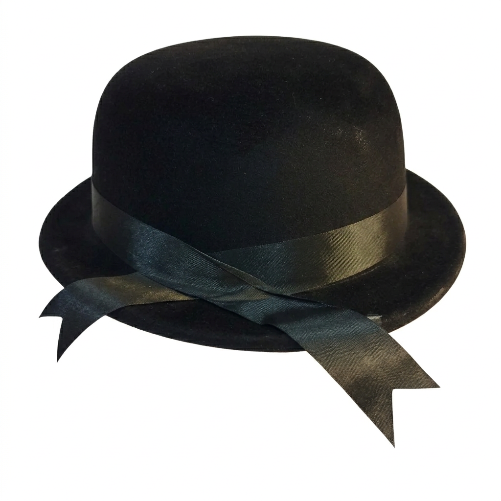 Sombrero Bombín Negro para Disfraz con Cinta